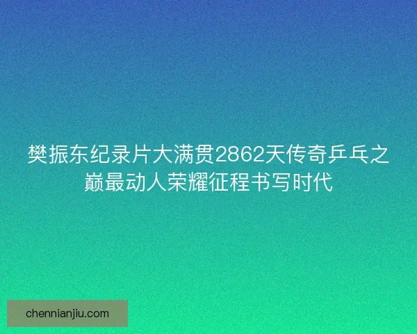 樊振东纪录片大满贯2862天传奇乒乓之巅最动人荣耀征程书写时代